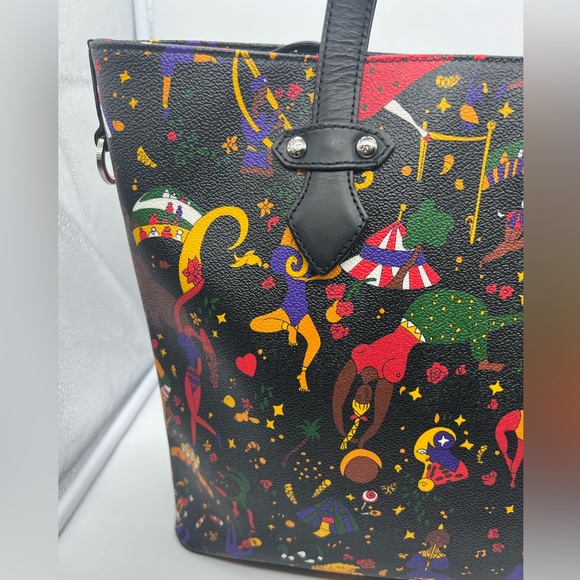 NEW PIERO GUIDI Magic Circus Chiara Embossed Leather Trim Shopper Bag Large Tote - Picture 4 of 16